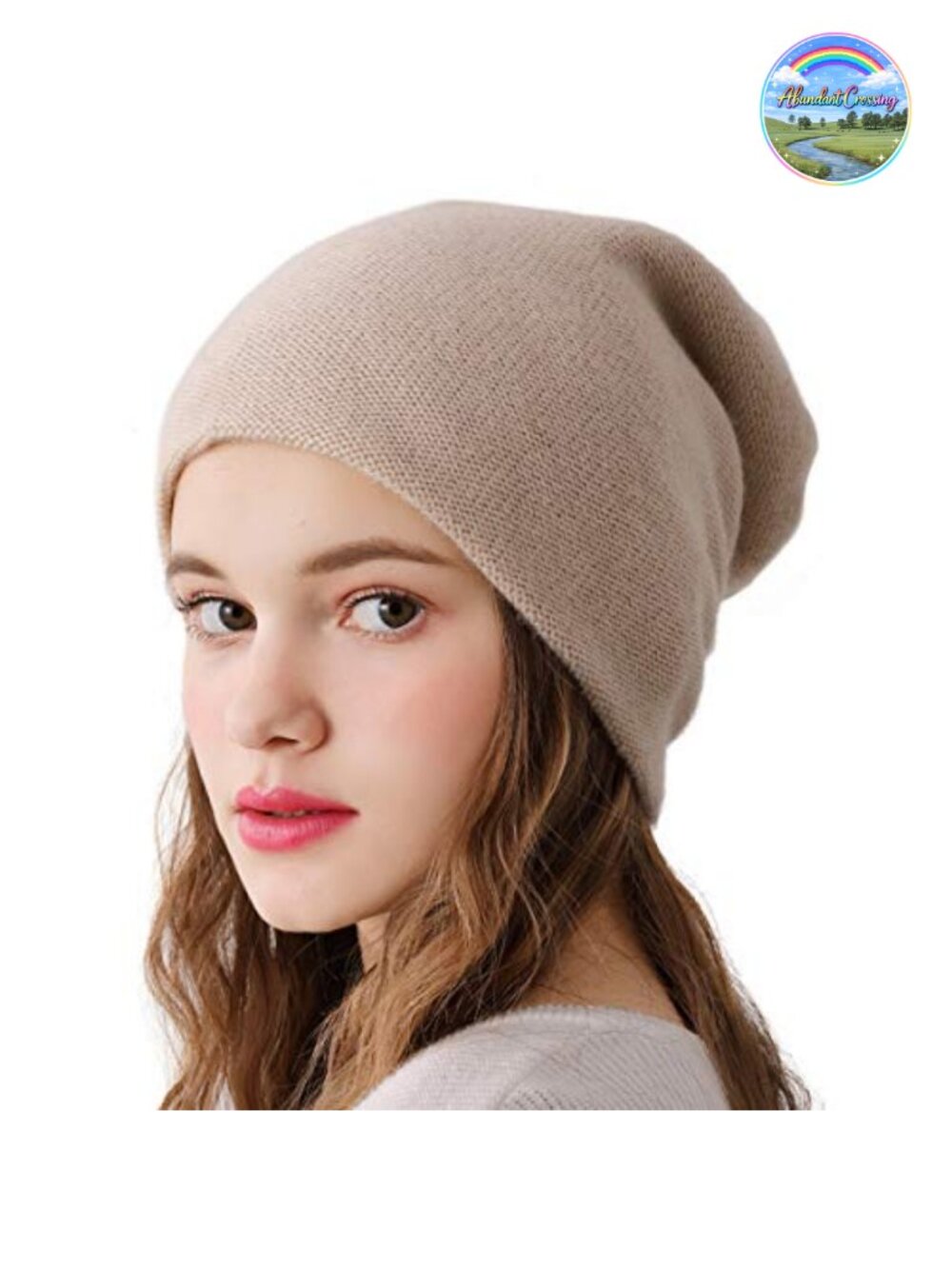 Double Layered 100% Cashmere Beanie Winter Ski Hat Thermal Slouchy